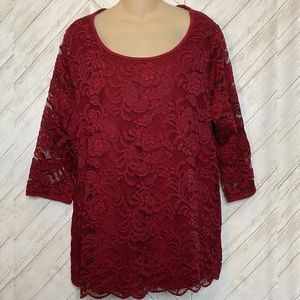 Red lacy top